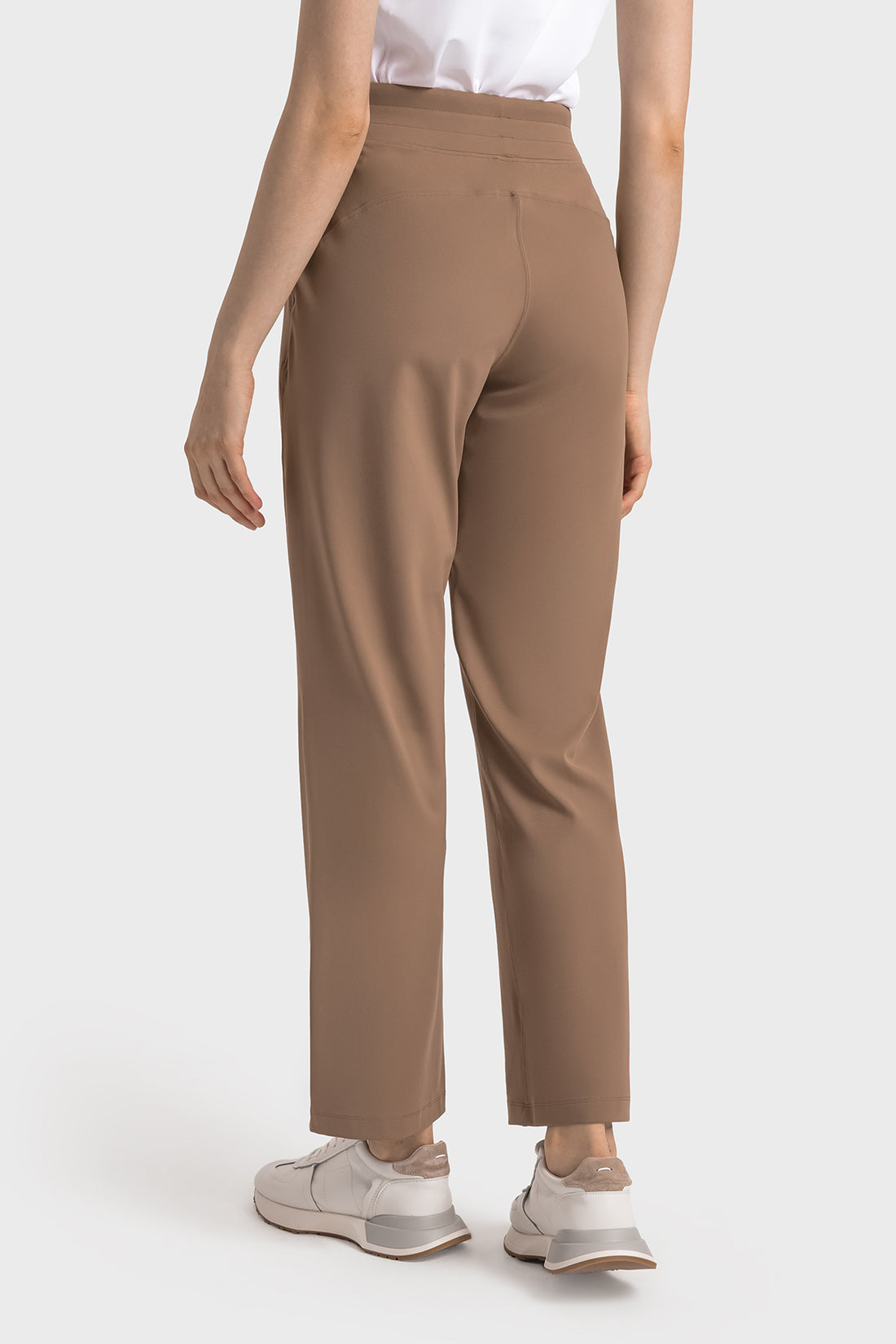 High-Waisted Straight-Leg Casual Trousers