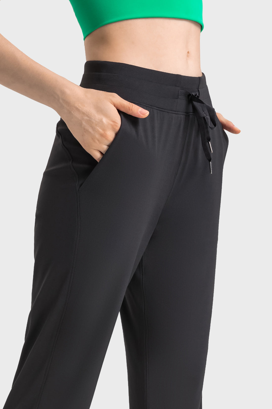 High-Waisted Straight-Leg Casual Trousers