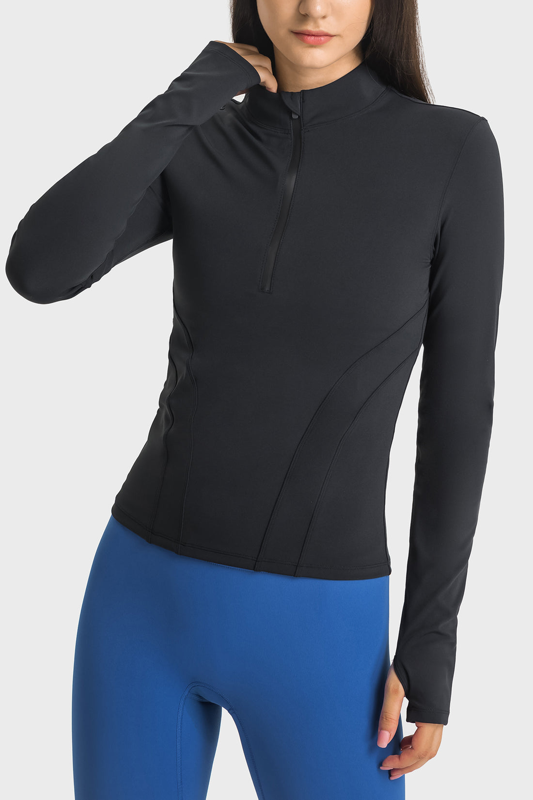 Half-Zip Stand Collar Compression Long Sleeve Sports T-Shirt