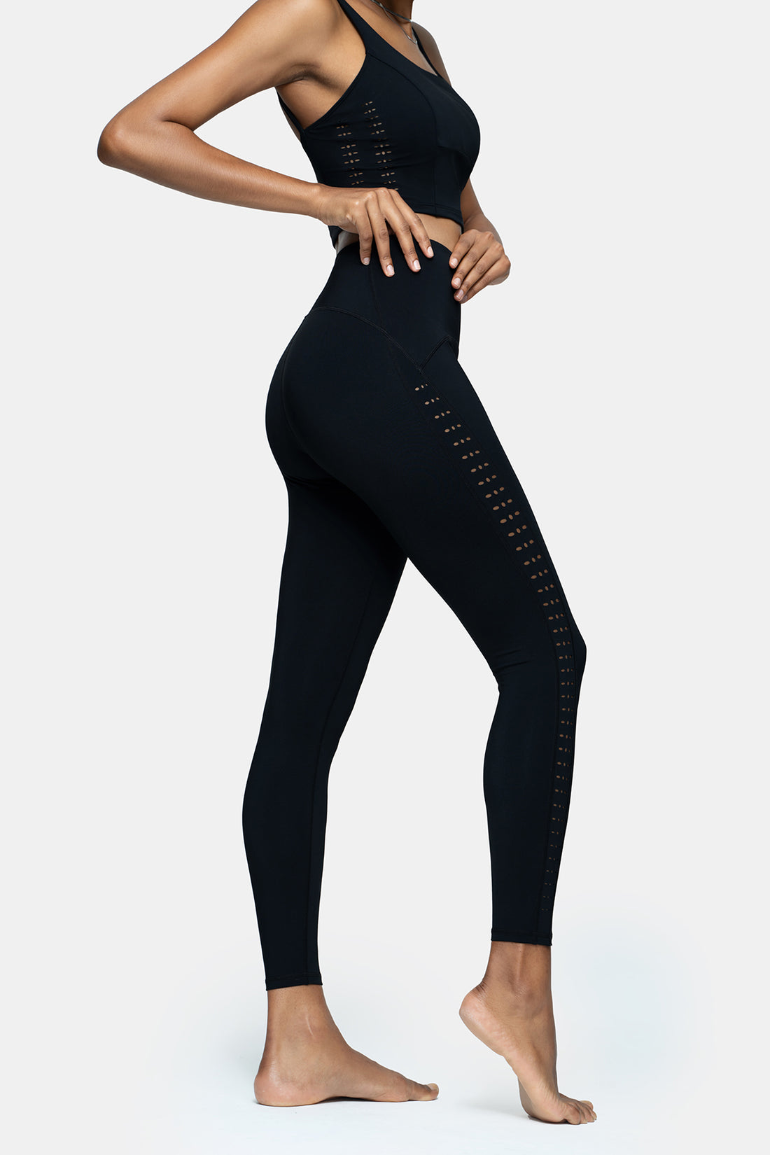 High-waisted Yoga Leggings with Perforated Graphics