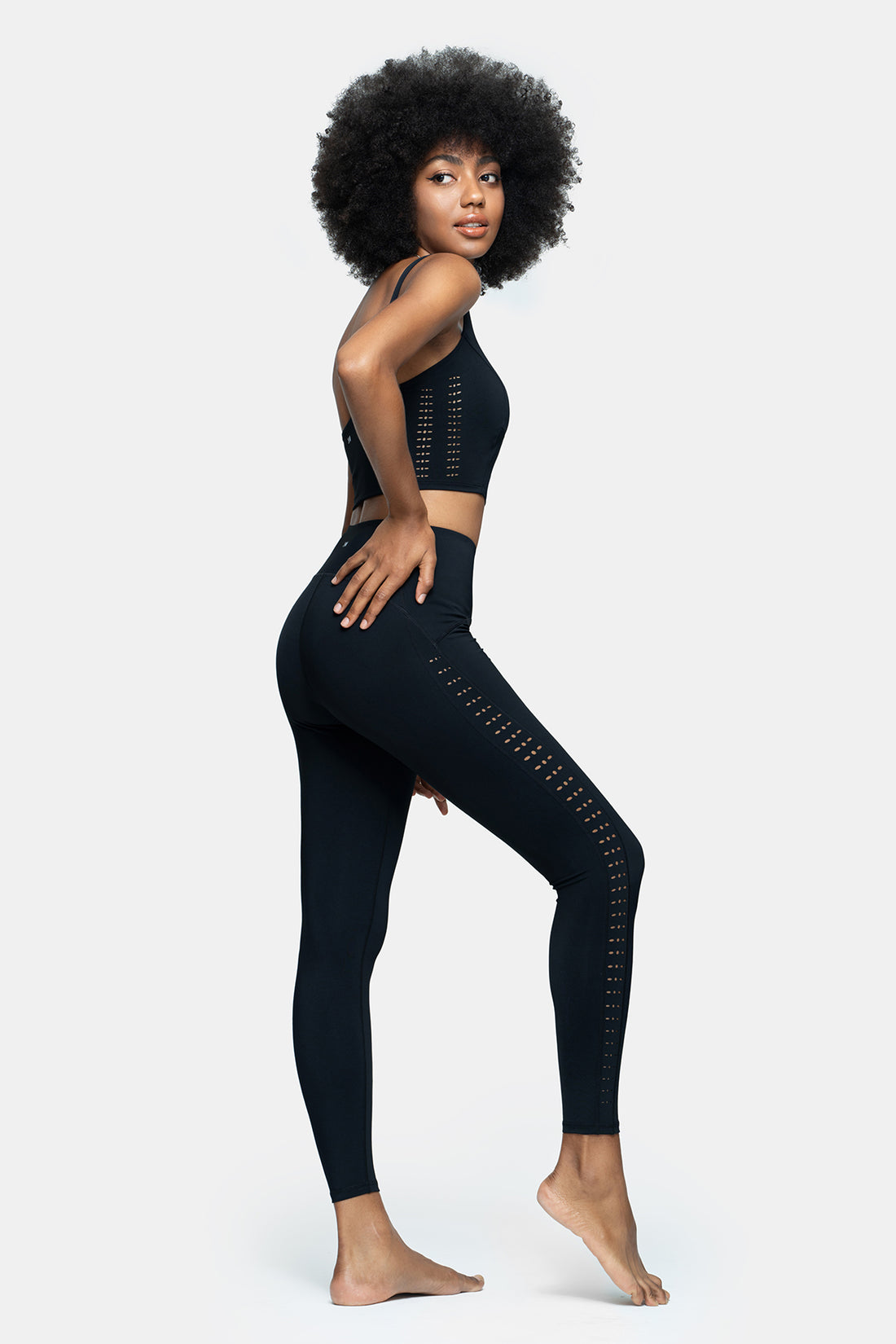 High-waisted Yoga Leggings with Perforated Graphics