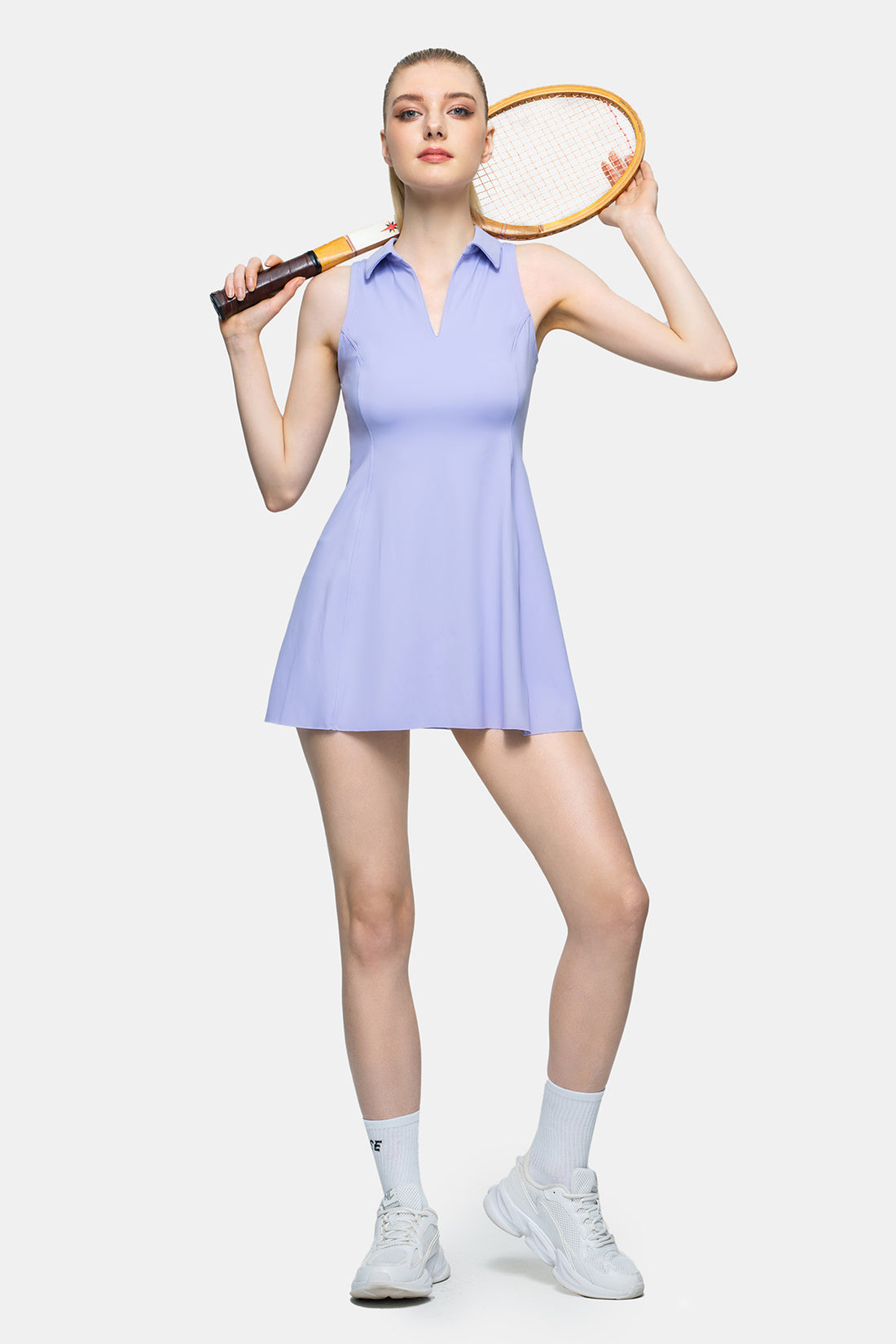 Polo Collar Tennis Dress with V-Neck